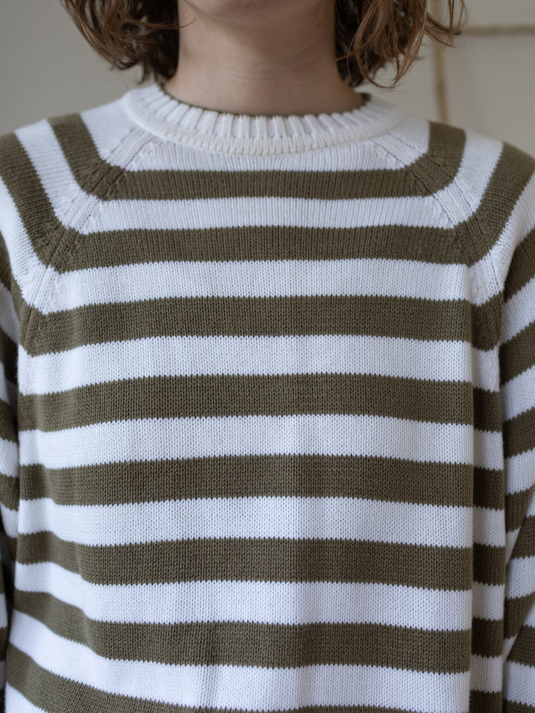 90s St Michael Striped Cotton Jumper - L