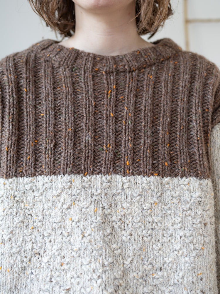 90s Mottled Colour Block Wool Jumper - XL