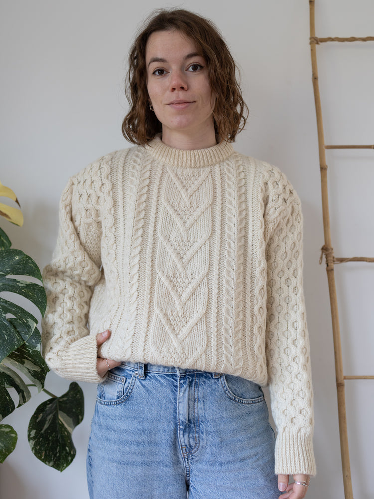 90s Kilspindle Cream Aran Jumper - L