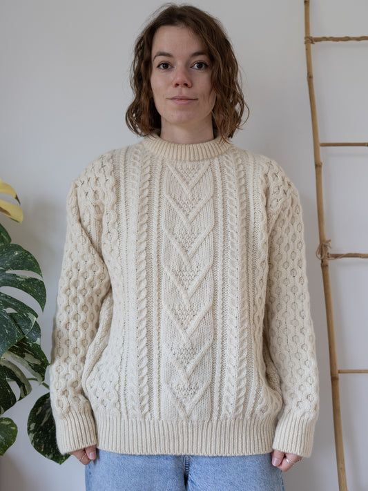 90s Kilspindle Cream Aran Jumper - L