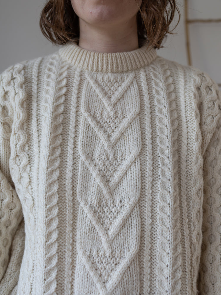 90s Kilspindle Cream Aran Jumper - L