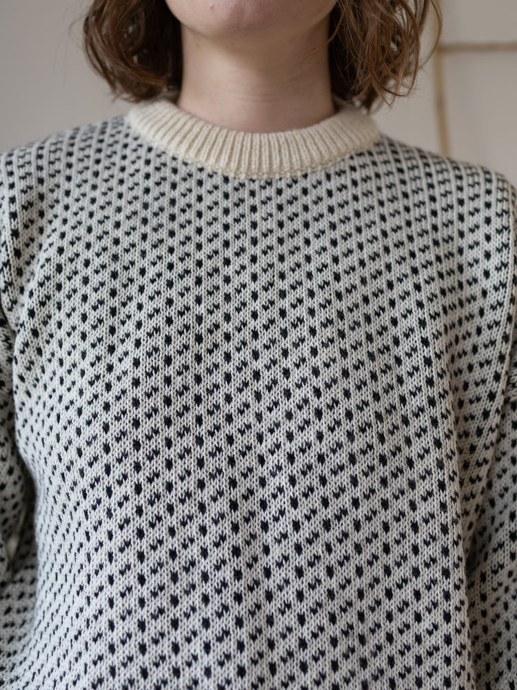 90s Black and White Birdseye Jumper - L