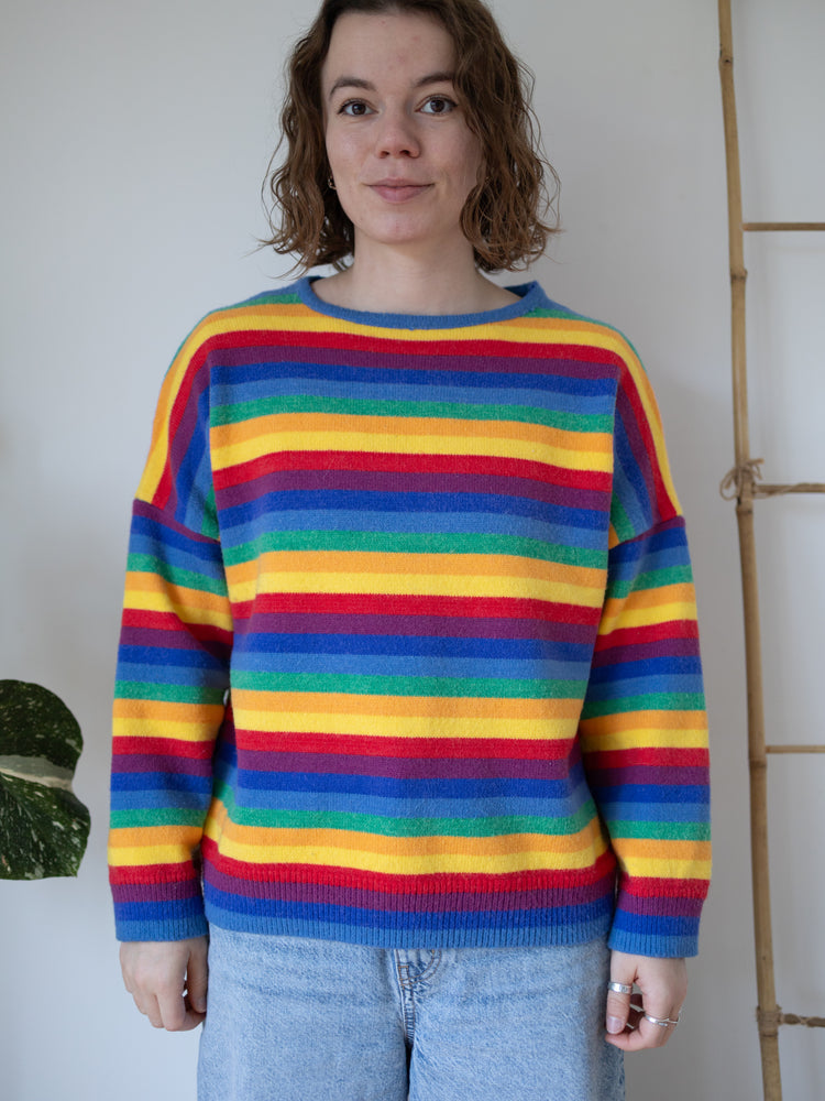 Rainbow Striped Knit Jumper - M