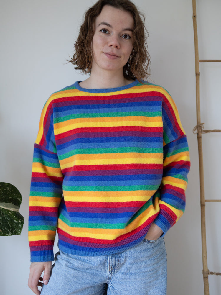 Rainbow Striped Knit Jumper - M