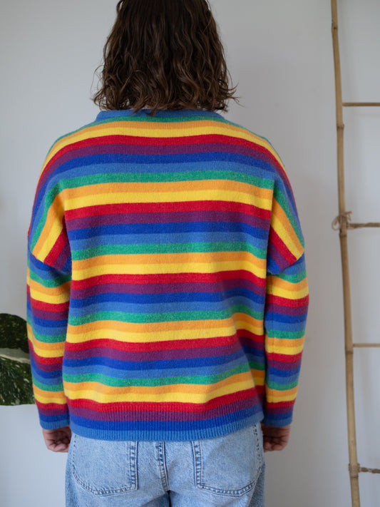 Rainbow Striped Knit Jumper - M