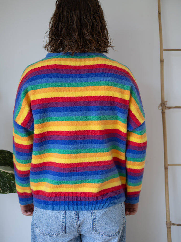 Rainbow Striped Knit Jumper - M