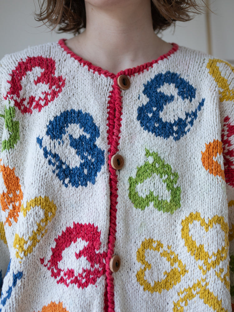 90s Amano Colourful Heart Cardigan - XL