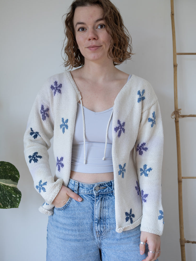 90s Pachamama Floral Tie Neck Cardigan - M
