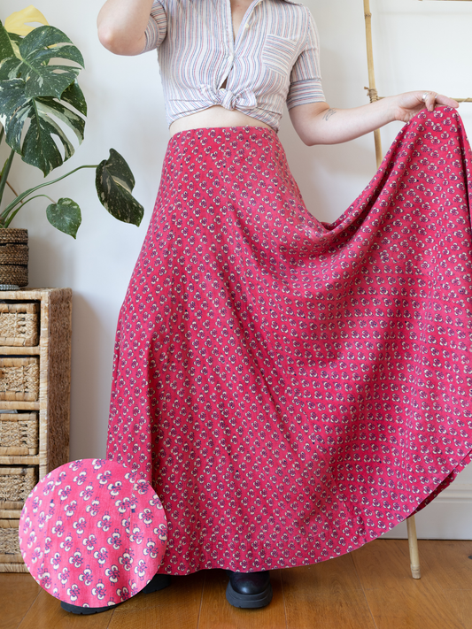 70s India Imports of Rhode Island Block Print Maxi Skirt - 26"