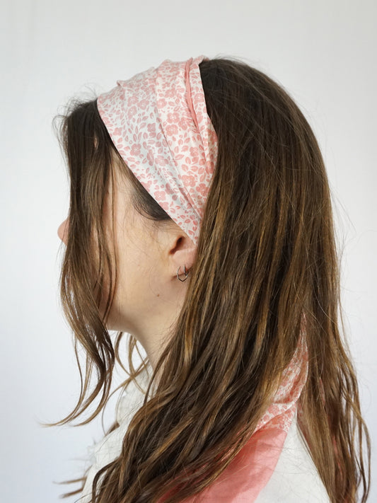 Pink Floral 100% Silk Scarf