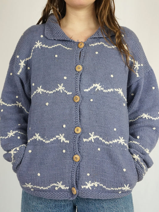Cotton Pachamama Embroidered Cardigan - XL