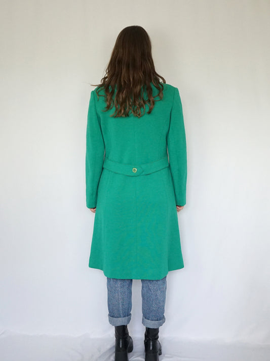 Green Wool Trench Coat - M